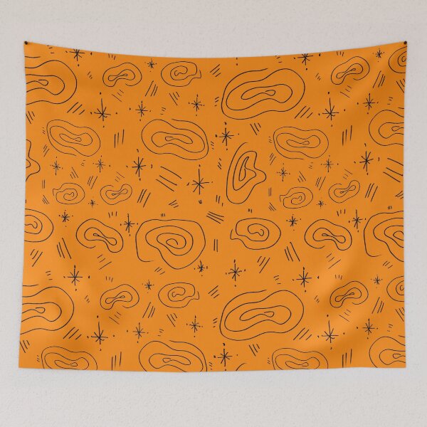 Item preview, Abstract doodle spiral stroke fun orange pattern designed and sold by Yana Mustafina | Boho Soulful Designs.