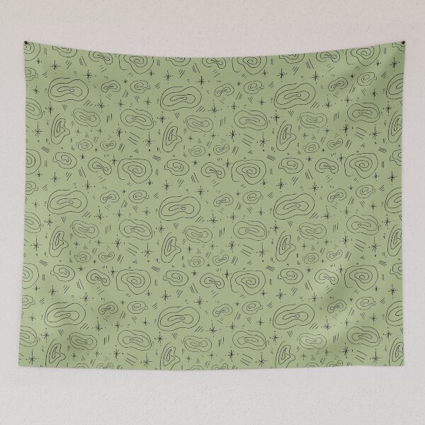 Item preview, Abstract doodle spiral stroke pastel green pattern designed and sold by Yana Mustafina | Boho Soulful Designs.
