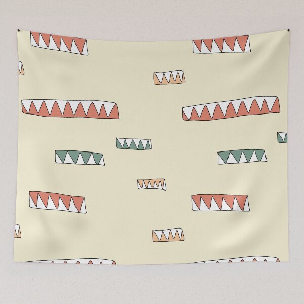 Item preview, Horizontal triangle kid fun beige geometry pattern designed and sold by Yana Mustafina | Boho Soulful Designs.