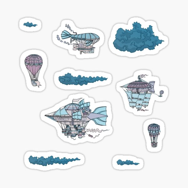 Item preview, Steampunk Airships at Night designed and sold by lurepeating.