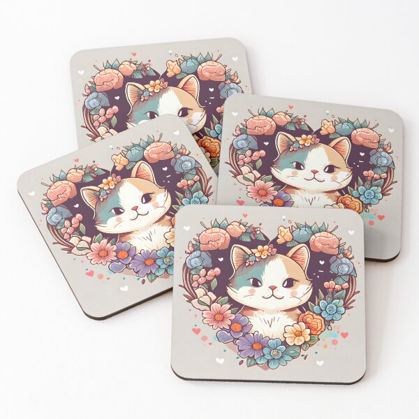 Item preview, Cat and Flowers in Heart designed and sold by avalon8.