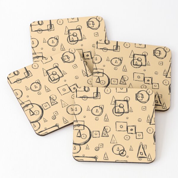 Item preview, Triangle circle square a geometric beige pattern designed and sold by Yana Mustafina | Boho Soulful Designs.
