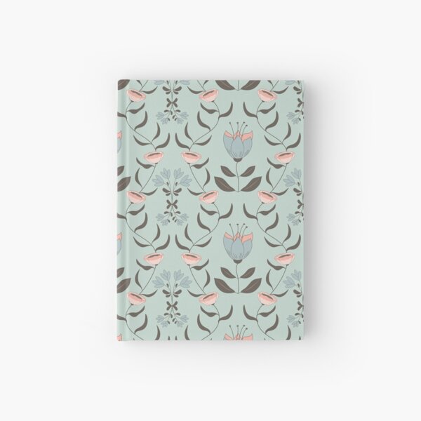 Flowers and tendrils turquoise Hardcover Journal