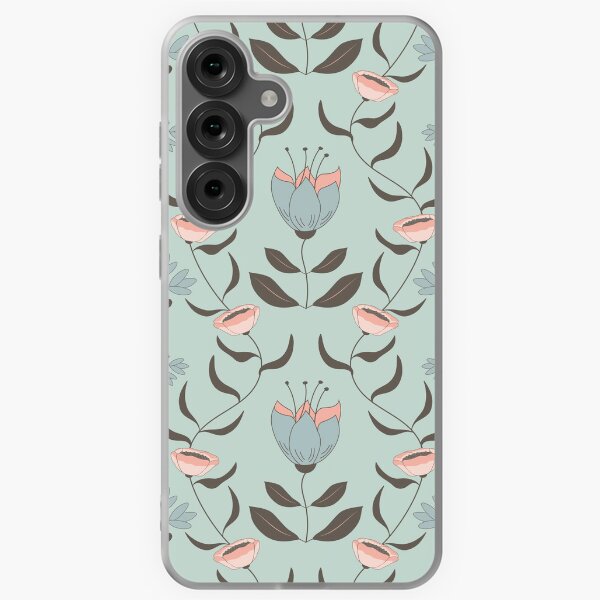 Flowers and tendrils turquoise Samsung Galaxy Soft Case