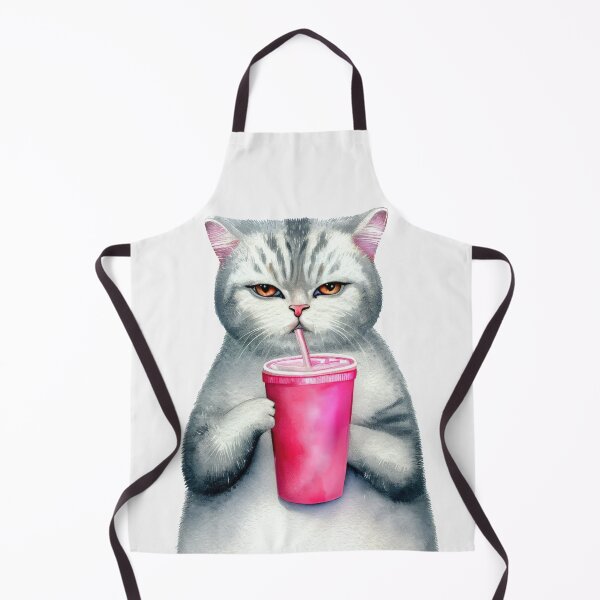 Item preview, Chubby American Shorthair Cat Drinking Pink Soda designed and sold by pocketart2023.