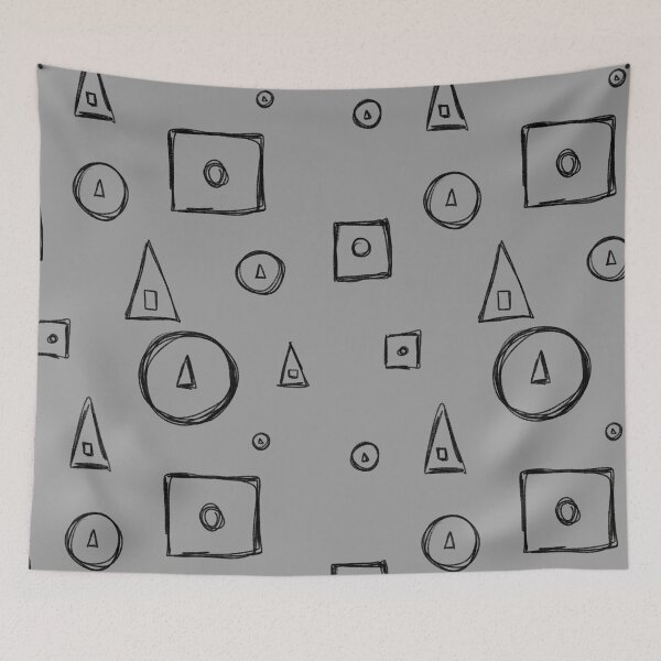 Item preview, Triangle circle square a geometric grey pattern designed and sold by Yana Mustafina | Boho Soulful Designs.