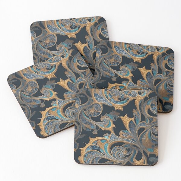 Item preview, Blue and gold fractal pattern designed and sold by GracefulGems.