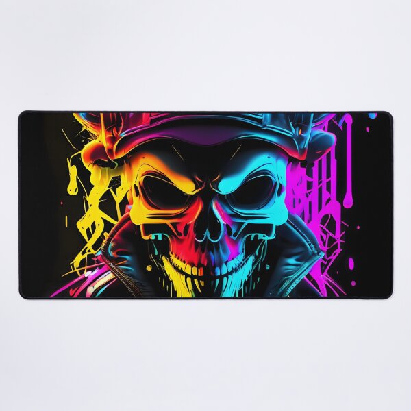 Neon Skull 01 Psychedelic Colors by Matthias Hauser Wall Art
