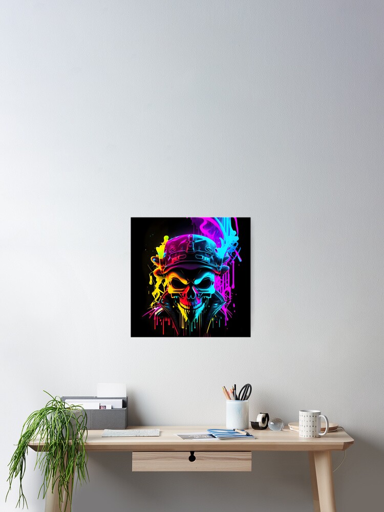 Neon Brain Skull 🧠 . . . . . #skull #skullart #skullartwork