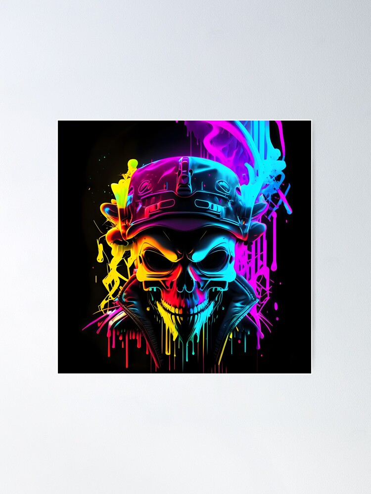 Neon Skull | Cyberpunk style skeleton | Skull Motif