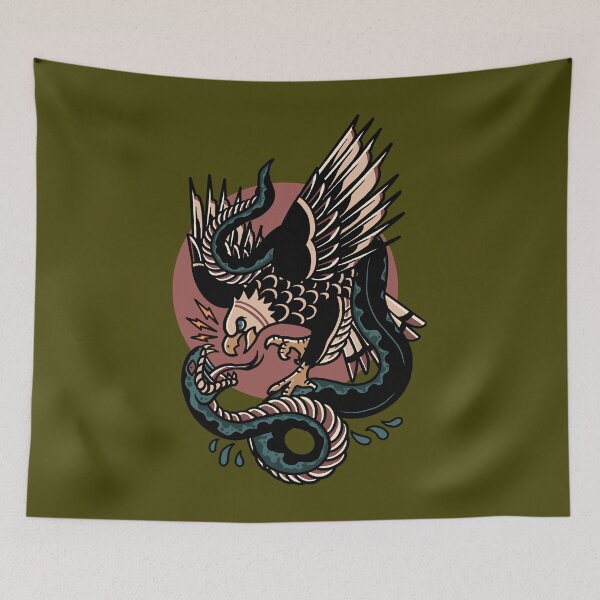 Item preview, Eagle Versus Snake Traditional Tattoo  	 designed and sold by kmnrbbjmjlm3.