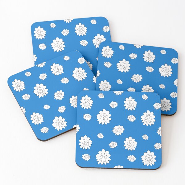 Item preview, Flower abstract simple lines neon blue pattern designed and sold by Yana Mustafina | Boho Soulful Designs.