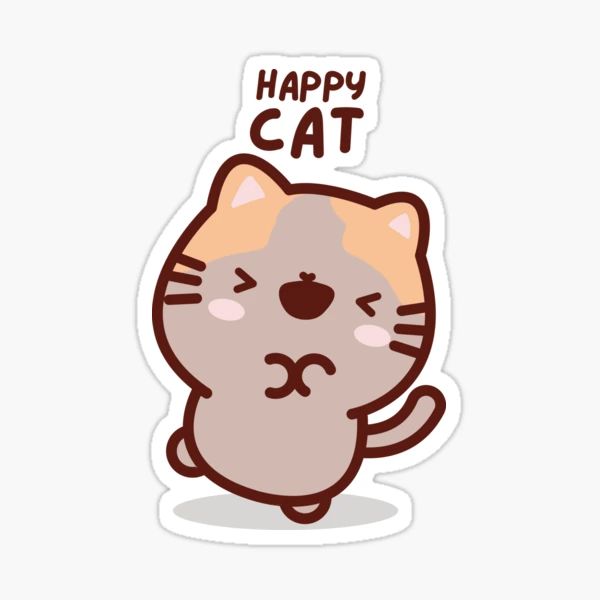 Cute Kawaii Happy Cat Smiling with Paws Together Sticker for Sale by  UnwindMoon