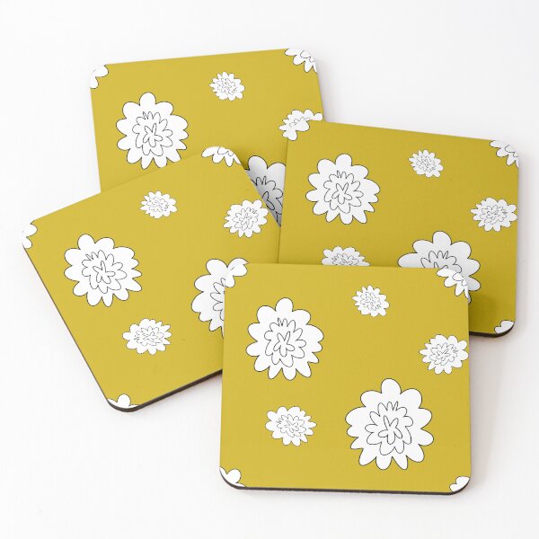 Item preview, Flower abstract simple lines cute yellow pattern designed and sold by Yana Mustafina | Boho Soulful Designs.