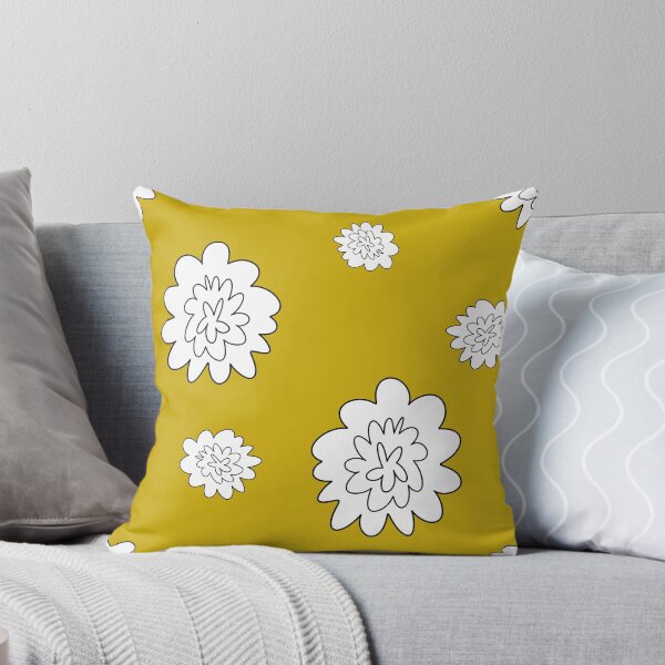 Item preview, Flower abstract simple lines cute yellow pattern designed and sold by Yana Mustafina | Boho Soulful Designs.