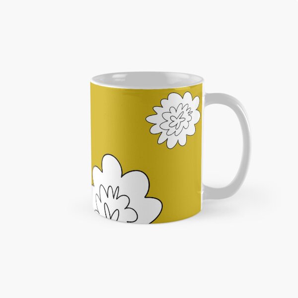 Item preview, Flower abstract simple lines cute yellow pattern designed and sold by Yana Mustafina | Boho Soulful Designs.