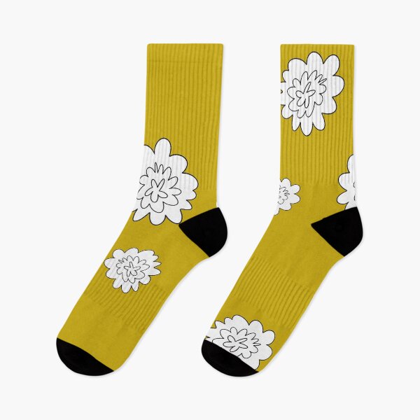 Item preview, Flower abstract simple lines cute yellow pattern designed and sold by Yana Mustafina | Boho Soulful Designs.
