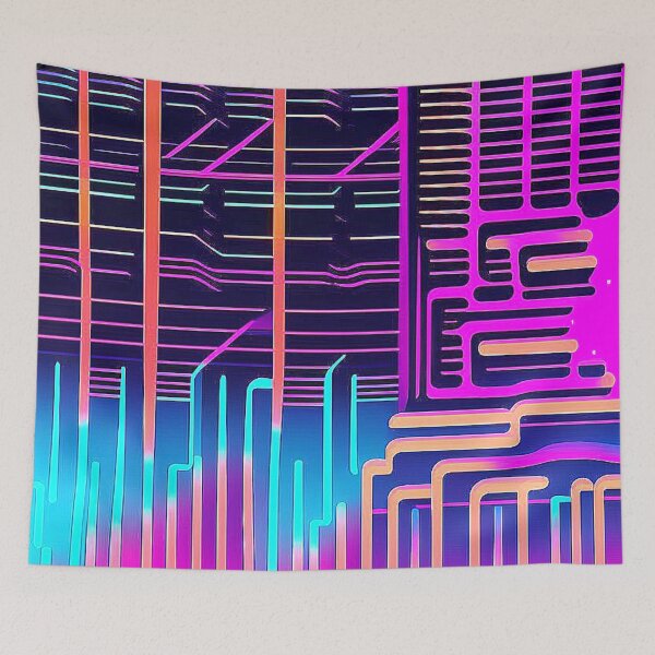 Item preview, Vibrant Synthwave: Neon line pattern with fascinating gradient designed and sold by Minpadesign.