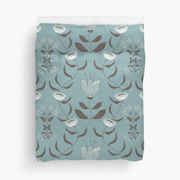 Flowers and tendrils dark Duvet Cover