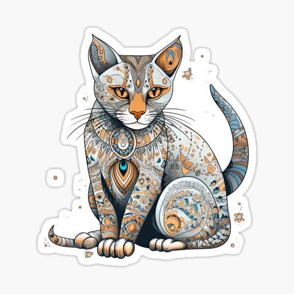 Item preview, Handcrafted Egyptian Mau Whimsical Cat Art for Playful Feline Lovers - Nile Whiskers designed and sold by DooodleGod.