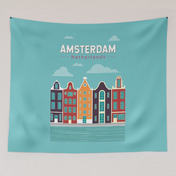 Item preview, Amsterdam Netherlands Travel Art Vintage designed and sold by KrisSidDesigns.