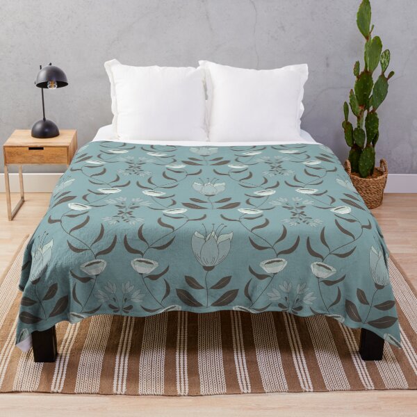Flowers and tendrils dark Throw Blanket
