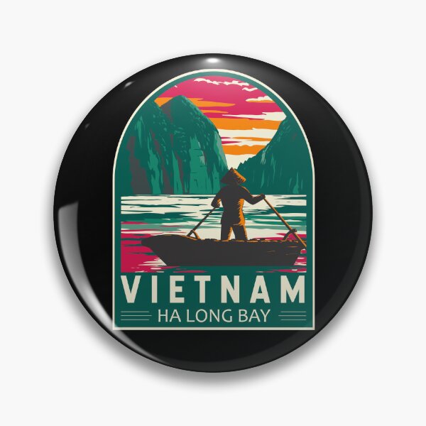 Item preview, Ha Long Bay Vietnam Boat Vendor Travel Art Emblem designed and sold by KrisSidDesigns.