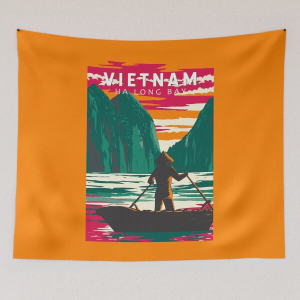 Item preview, Ha Long Bay Vietnam Boat Vendor Travel Art Vintage designed and sold by KrisSidDesigns.