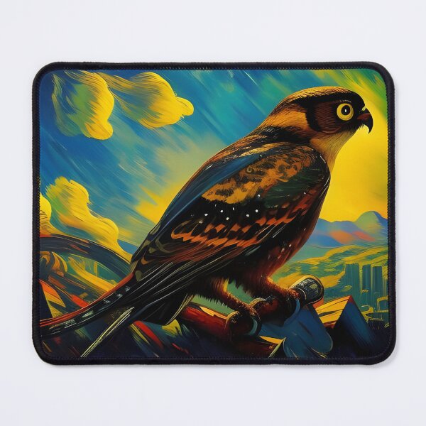 Item preview, Owl against colourful Landscape, impasto, Ai Generated Art  designed and sold by ACC .