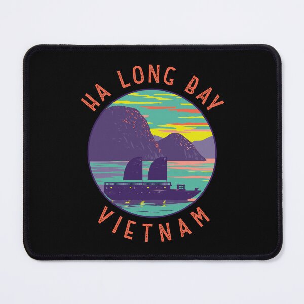 Item preview, Ha Long Bay Vietnam Junk Boat Retro Distressed Circle designed and sold by KrisSidDesigns.