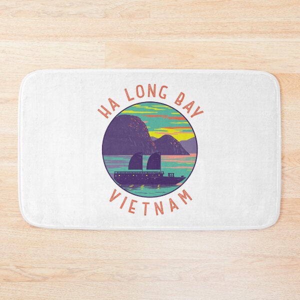 Item preview, Ha Long Bay Vietnam Junk Boat Retro Distressed Circle designed and sold by KrisSidDesigns.