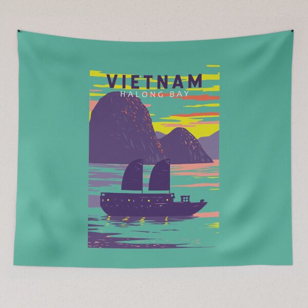 Item preview, Ha Long Bay Vietnam Junk Boat Travel Art Vintage designed and sold by KrisSidDesigns.