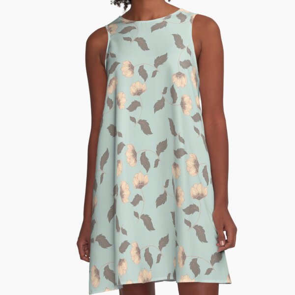 Circle of flowers turquoise A-Line Dress