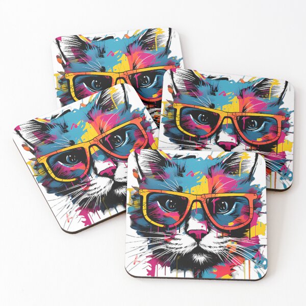 Item preview, Graffiti Cat Wearing Glasses designed and sold by tropicaltee.