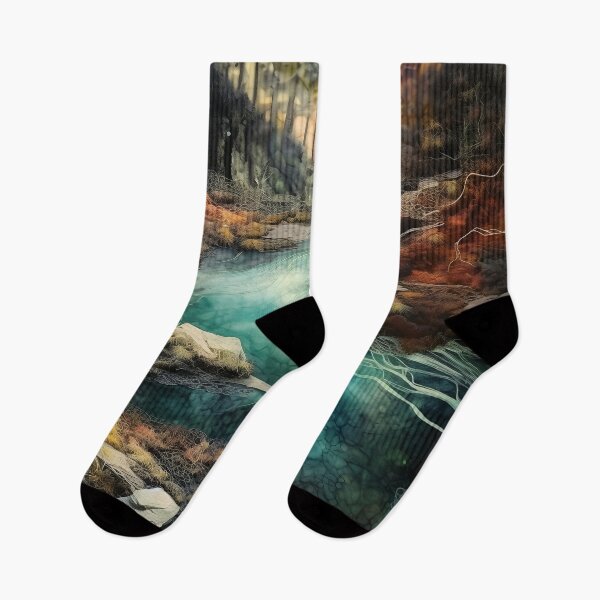 Item preview, River cascades through the beautiful woods at sunset 2 designed and sold by Art by Lilia.