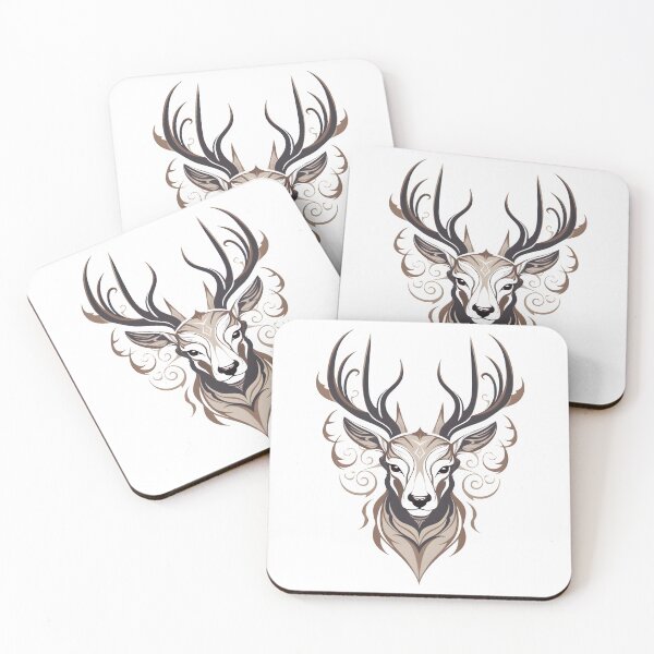 Item preview, Majestic Gothic Deer - Dark White and Beige Art Print designed and sold by aigcx.
