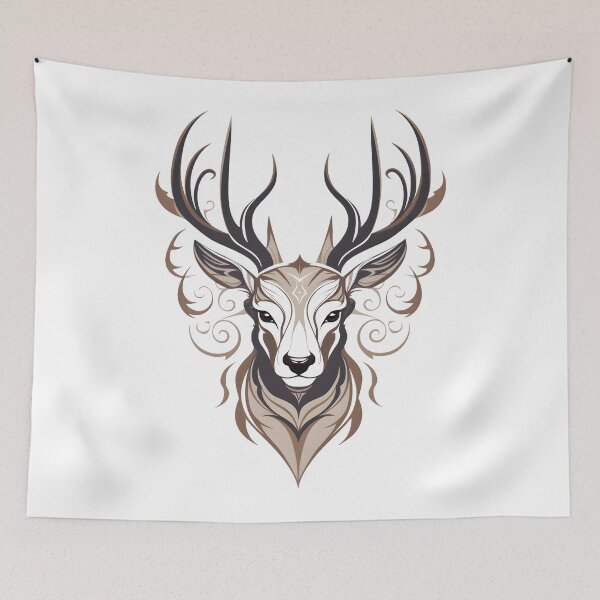 Item preview, Majestic Gothic Deer - Dark White and Beige Art Print designed and sold by aigcx.