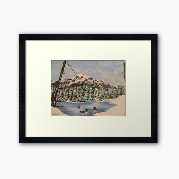 Winter Loons Framed Art Print