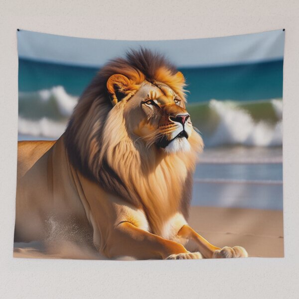 Item preview, The Lion is Sut Tanning at the beach designed and sold by Magical-bear.