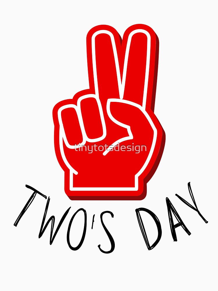 Disover Tuesday Pun, Funny Days of the Week, Two Fingers, Twos Day, Red | Classic T-Shirt
