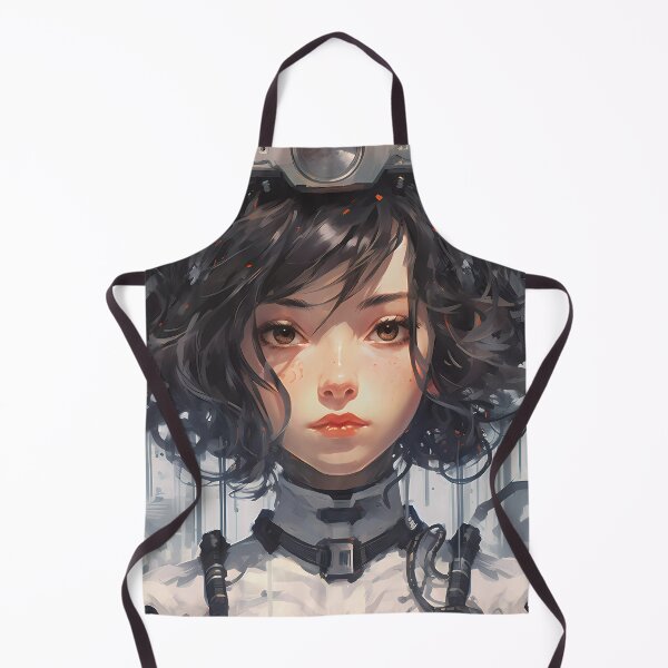 Item preview, Anime Girl with Black Hair: Unleashing the Power of the Bionic Helmet designed and sold by SingularityGeek.