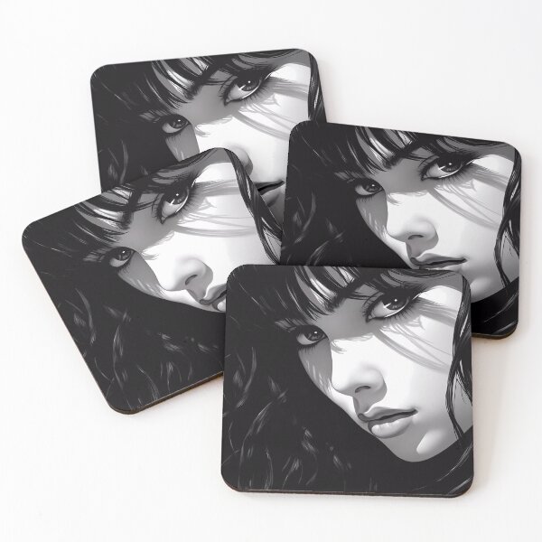 Item preview, Black and White Portrait Drawing: Capturing the Beauty of a Girl's Soulful Eyes and Lips designed and sold by SingularityGeek.