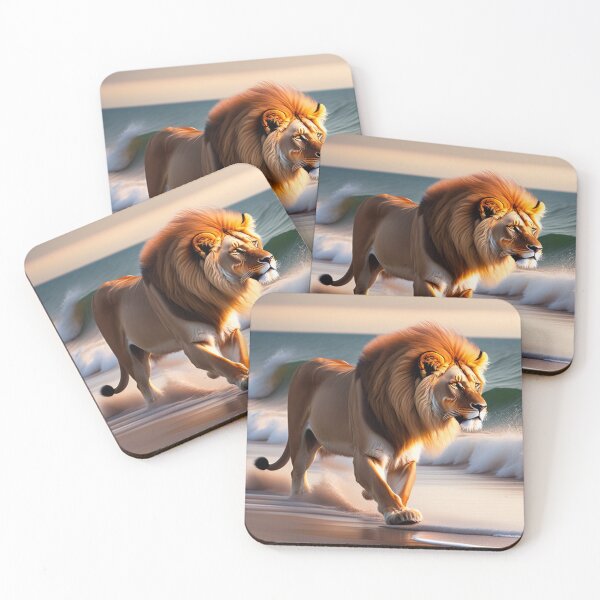 Item preview, The lion is Running at the beach, embracing the ocean designed and sold by Magical-bear.