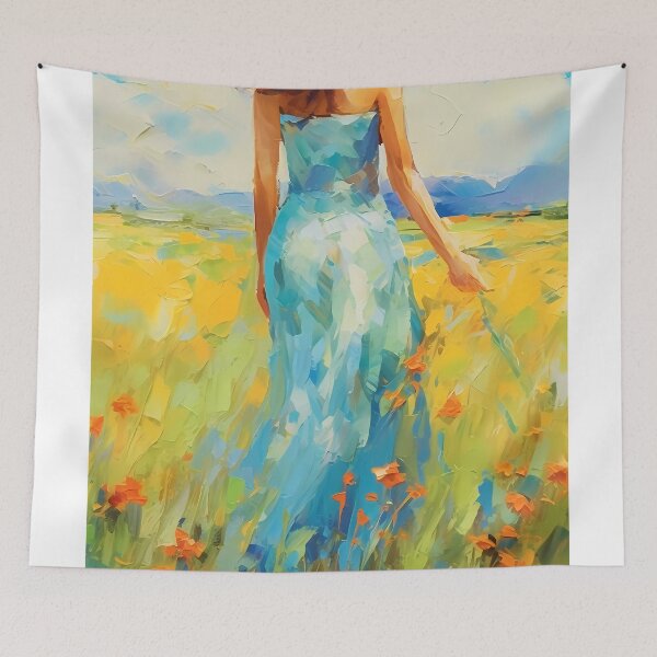 Item preview, Girl with Her Back Turned: In a Meadow with Poppies designed and sold by SingularityGeek.