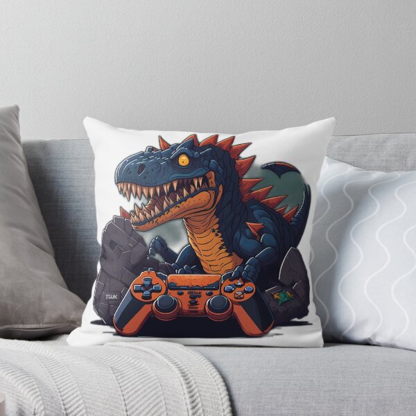 Aperçu de l'œuvre Dino joue avec une manette sur console créée et vendue par demsi3.
