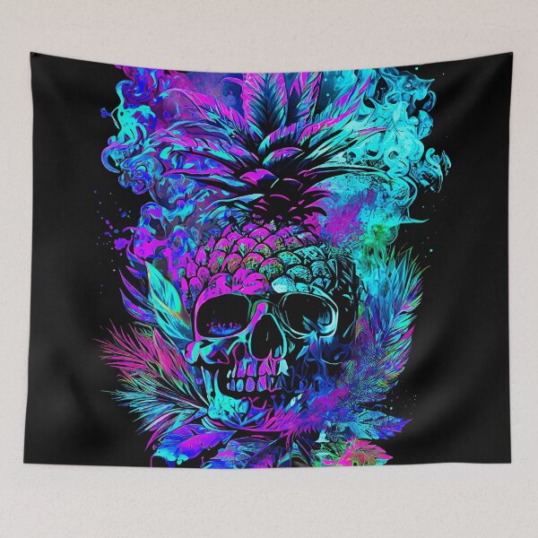 Item preview, Trippy Vapor Clouds Pineapple Skull Tropical designed and sold by MindWave THC.