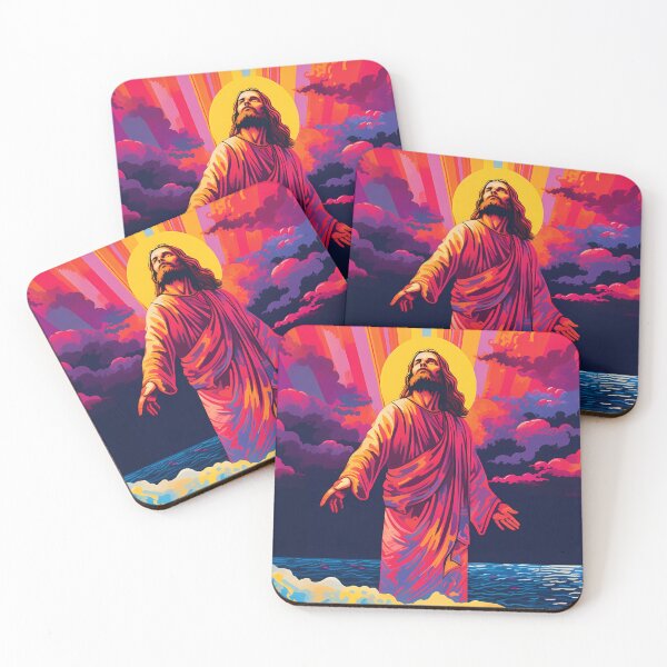 Item preview, Jesus Christ Walking on the Waters Under a Multicolored Rainbow designed and sold by SingularityGeek.