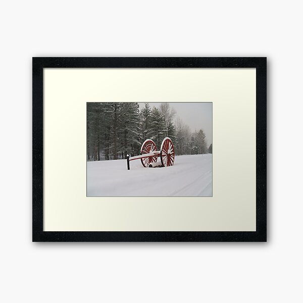 winter log cart Framed Art Print