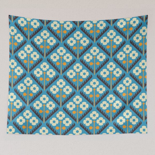 Item preview, KF 0087 C - Vintage Retro Flower 70s Modern Geometric Floral Pattern designed and sold by KhakiFinch.