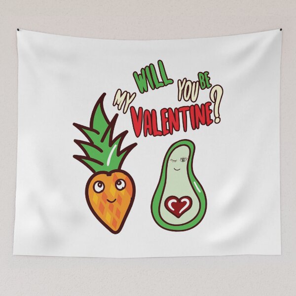 Item preview, Will you be my Valentine T shirt with Cute Pineapple and Avocado designed and sold by TotallyBlond.
